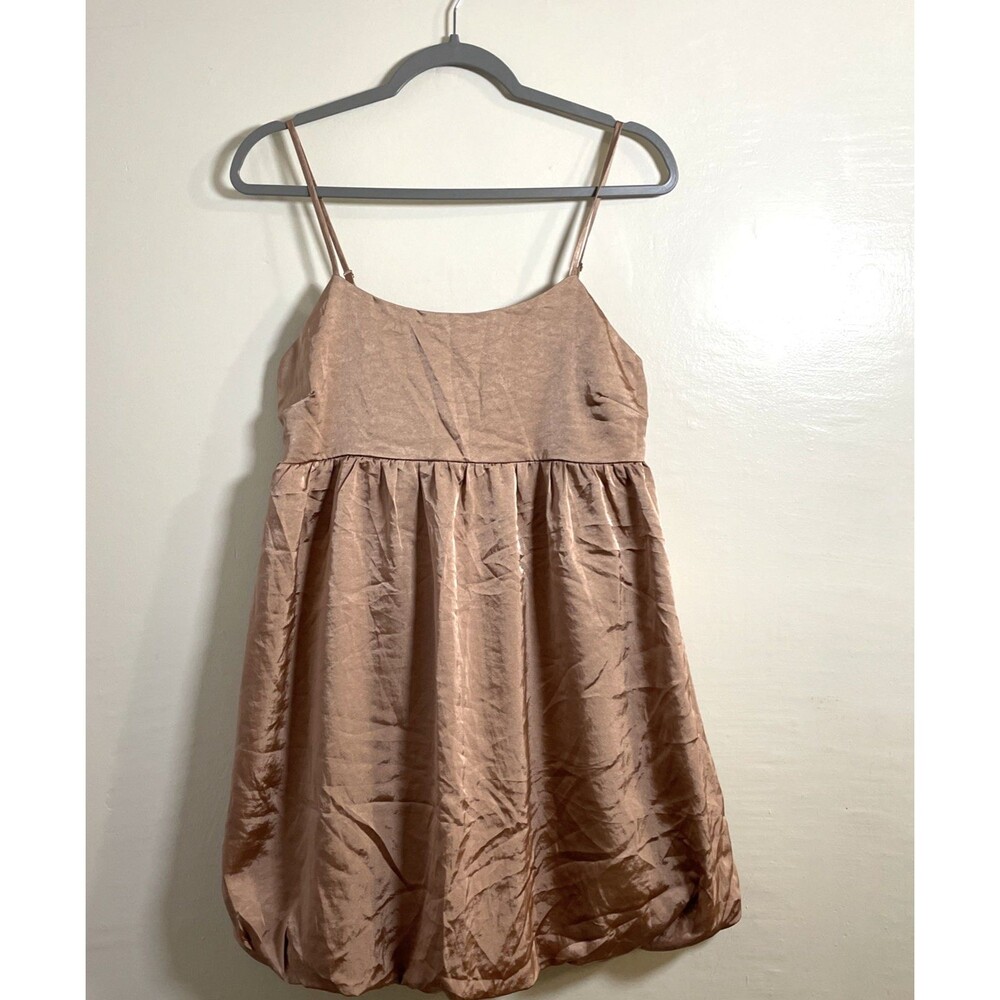 Forever 21 Women's Rose Gold Voluminous Mini Dress Lined Size Medium NWT